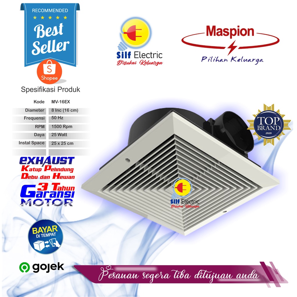 Maspion MSP MV-16EX Ceiling / Plafon Exhaust Sirroco / Siroco Ventilang Fan Hexos 6 Inch / 16 cm MV