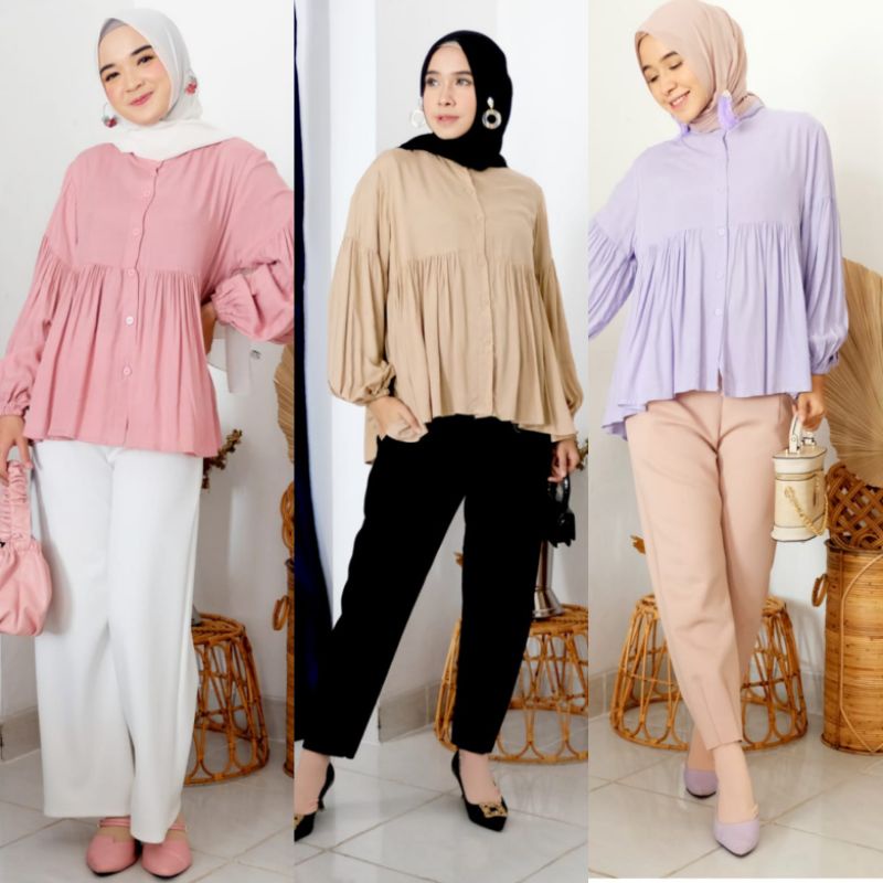 Norinka Top Ld 106/Atasan Rayon Jumbo/Atasan Wanita Jumbo/Blouse Kerja Rayon/Blouse Rempel