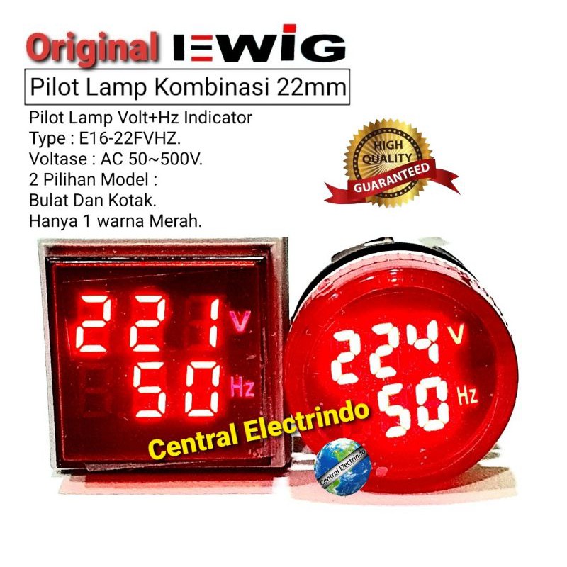 Pilot Lamp LED EWIG VOLT+HZ Indikator 22mm.