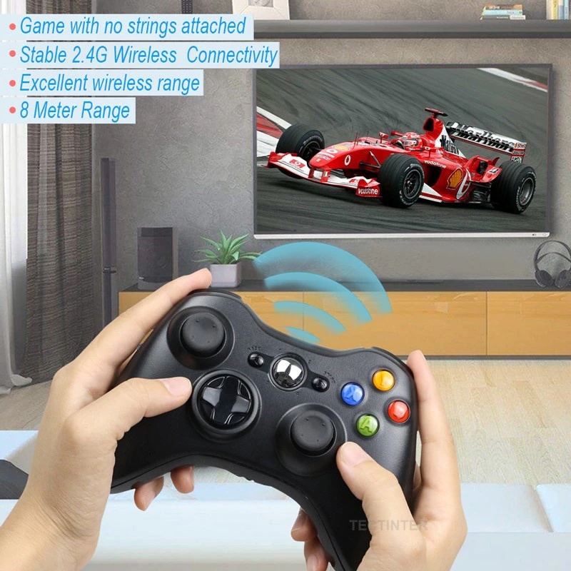 Gamepad Wireless 2.4Ghz for XBOX 360 PC with Receiver - TC36 - Black