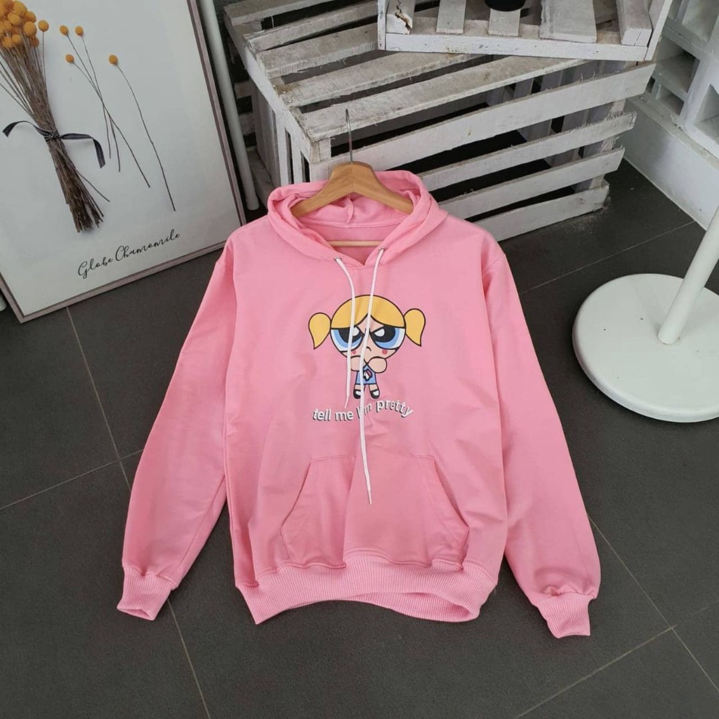 Tell Me Pretty Hoodie - Sweater Hoodie Karakter Cartoon Bubbles Bahan Fleece