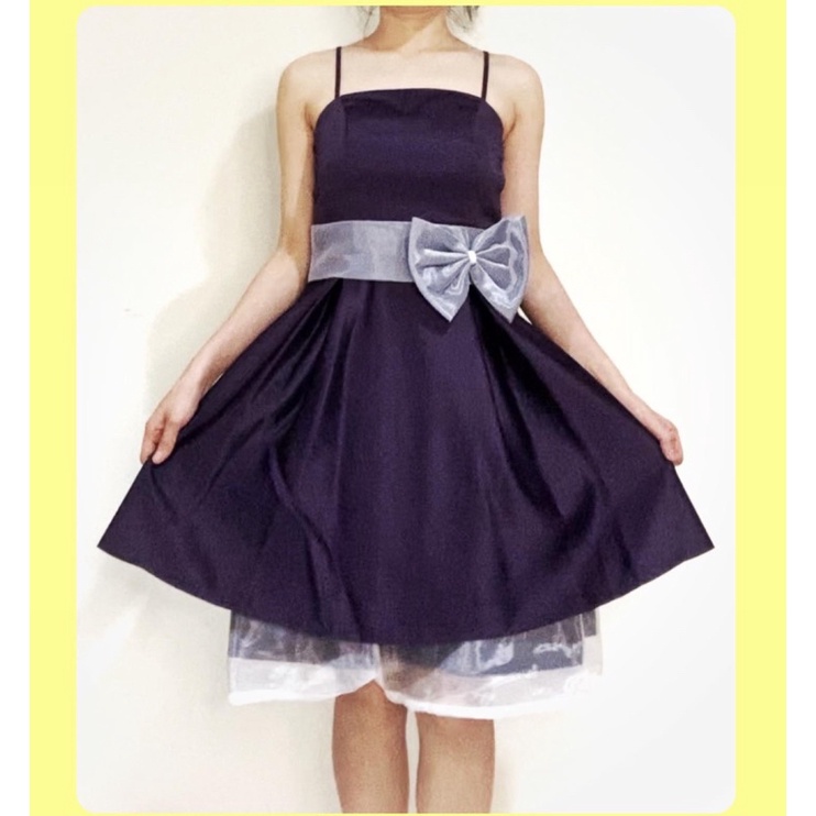 bridemaids Dress Gaun Silver Ribbon in Purple Dress + Shawl (selendang) (Preloved)