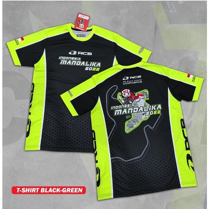 RCB Official Polo Tee Tshirt Kaos Merchandise Moto GP Mandalika 2022 T-Shirt Black-Green Ukuran M L 