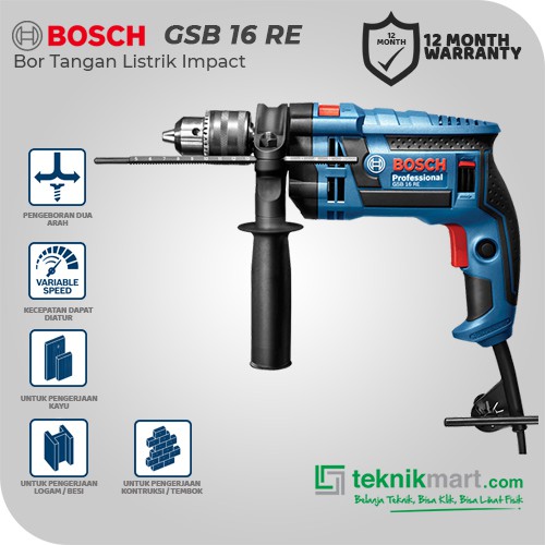 Bosch Impact Drill / Bor Impact Listrik 750Watt 16mm GSB 16 RE
