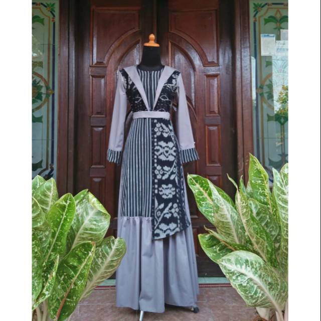 Gamis wanita tenun mix katun toyobo tenun endek premium