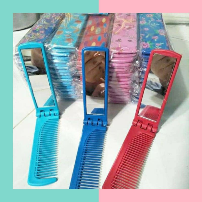 Sisir Kaca Lipat _ sisir cermin motif