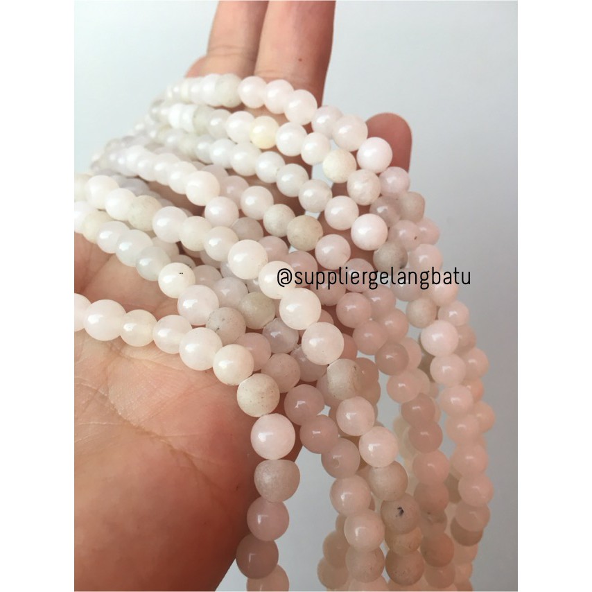 batu agate 6mm putih bening clear white akik aksesoris fashion olshop aksesoris beads craft grosir