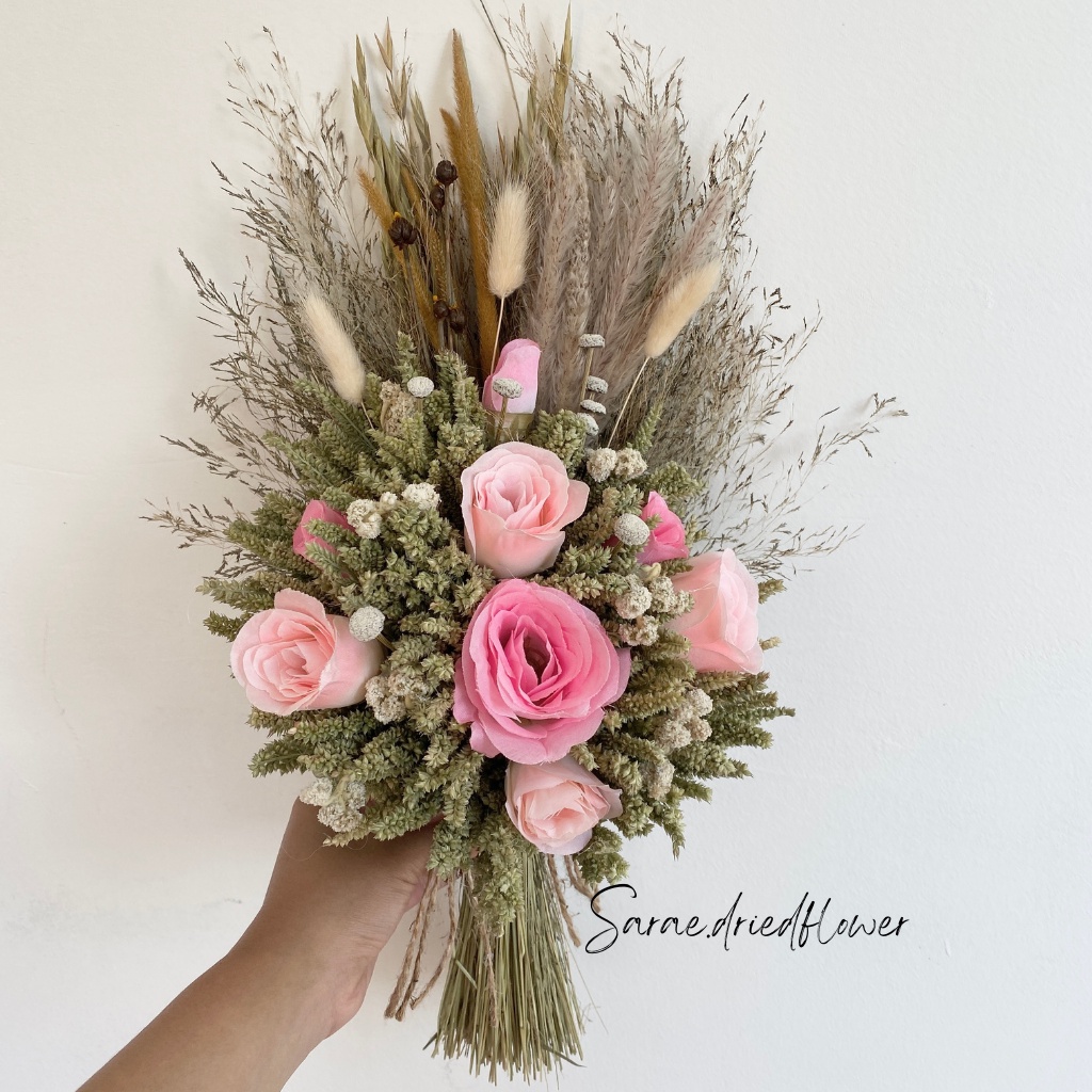 Jual BUKET BUNGA KERING DRIED FLOWER DRY FLOWER (BUKET PINK BIG ...