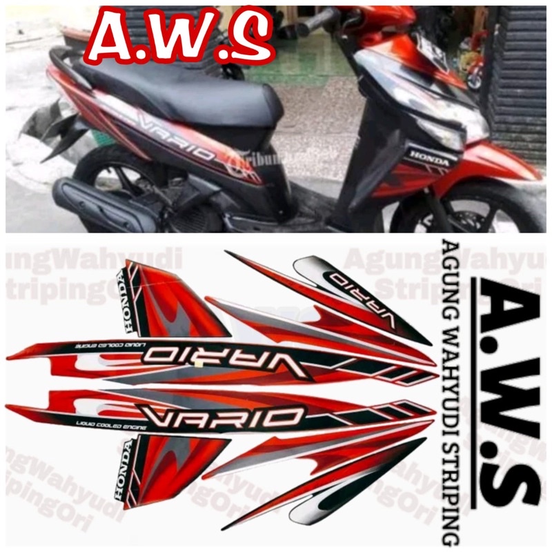 STIKER STRIPING LIS BODY MOTOR HONDA VARIO 2009 MERAH RED LES SEPEDA LAMA OLD KARBU TECHNO CBS 09 10
