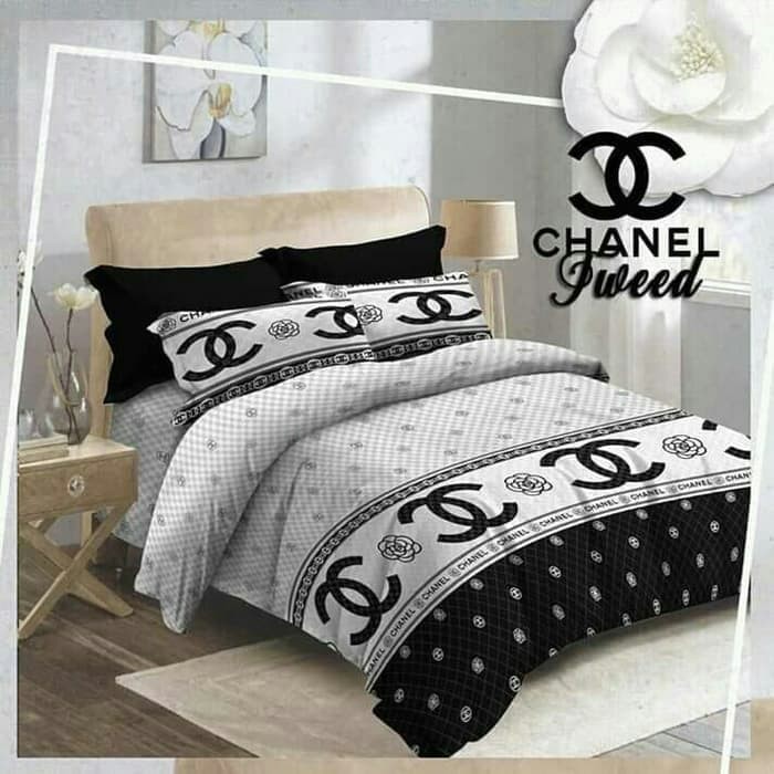 bed cover aja uk single motif LV dan chanel dll katun lokal star