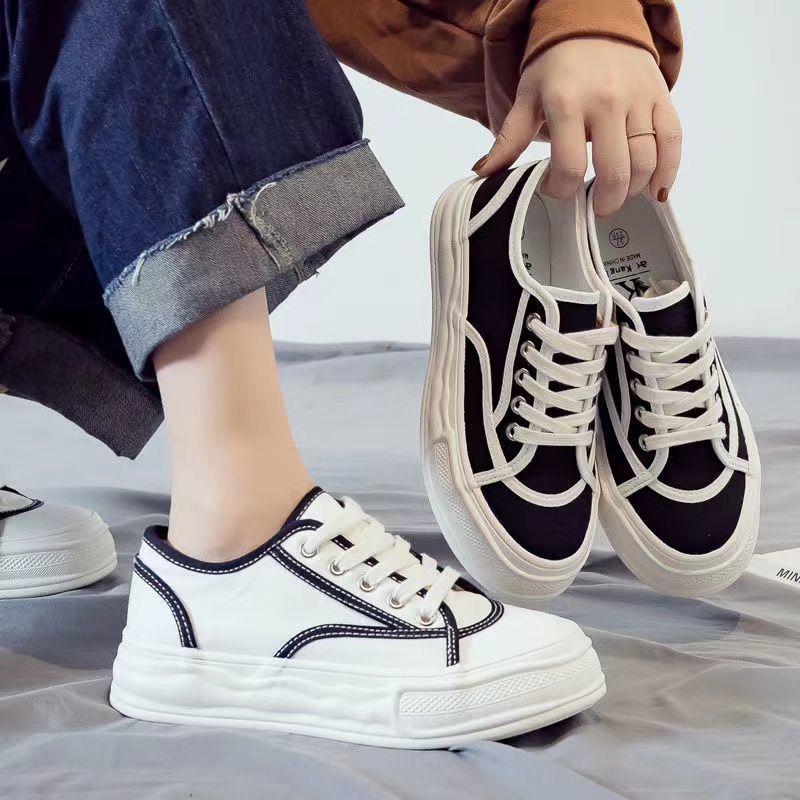 Sepatu Wanita Terbaru Fashion Korean Style Sneakers Kanvas Sepatu Canvas Cewek Sekolah Kuliah Trendy Import Original Modis