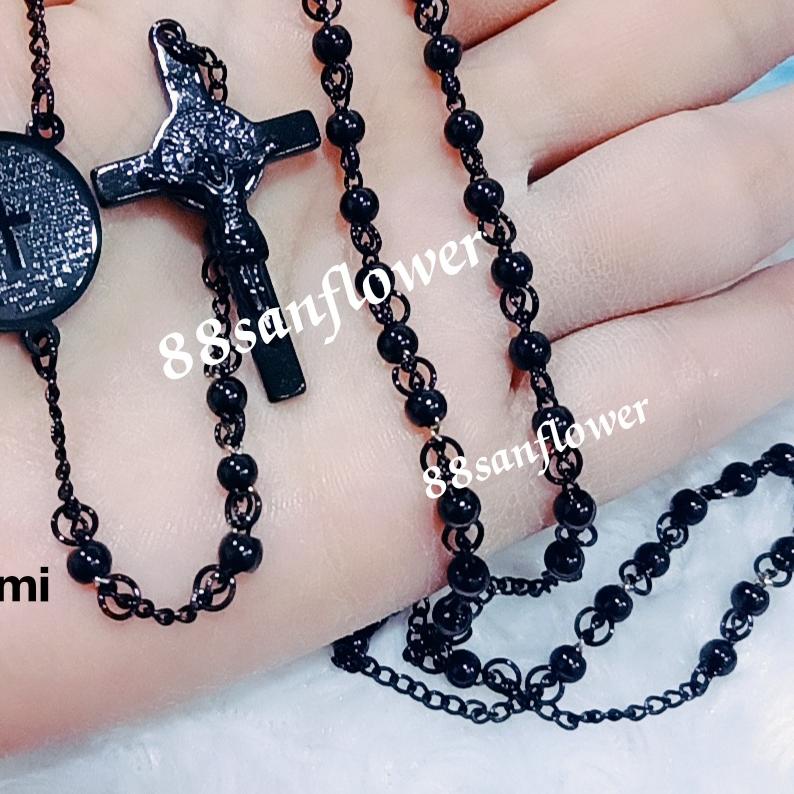 ✥ ROSARIO TITANIUM BLACK Kalung Rosario Titanium Hitam ❊