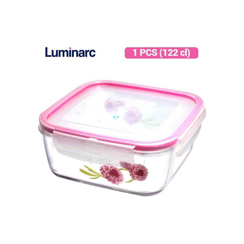 Luminarc Penyimpan Makanan Pure Box Dahlia Sqr 122 Cl/ Pcs
