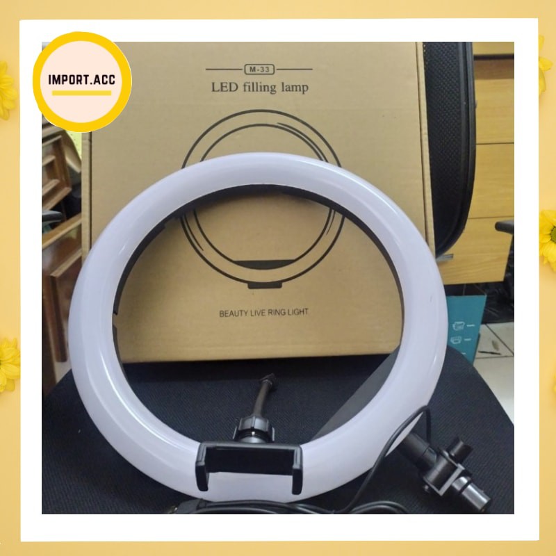 RING LIGHT BESAR/ Ring Light Selfie 26cm Midio 3Mode Dimmable with Ball Head for Camera