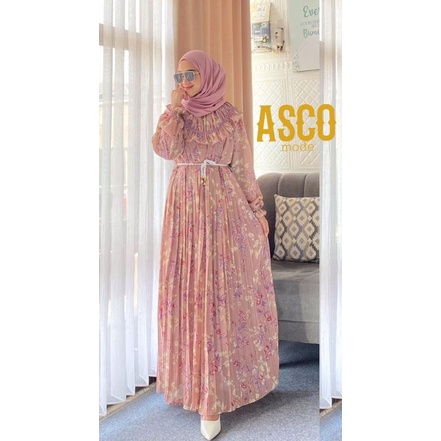 Korean Dress Plisket Gamis Terbaru 2025 Gamis Ceruty Premium Gamis Ceruty Import Gamis Bunga Gamis Y