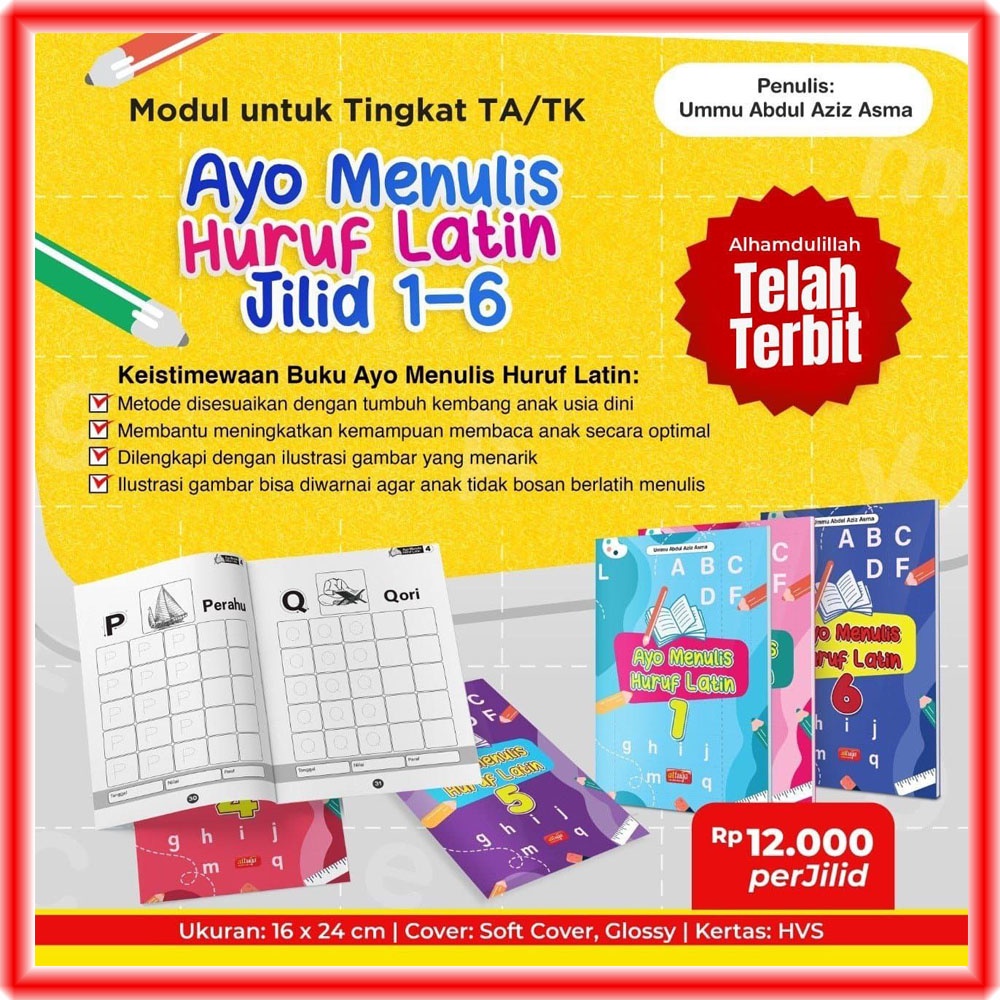 Buku Ayo Menulis Huruf Latin Jilid 1 2 3 4 5 6 Attuqa Belajar Menulis