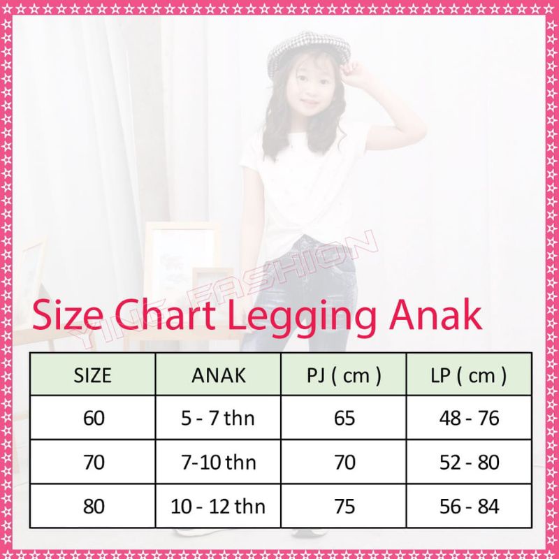 Legging anak perempuan import 4-12 tahun motif jeans / leging import anak jeans