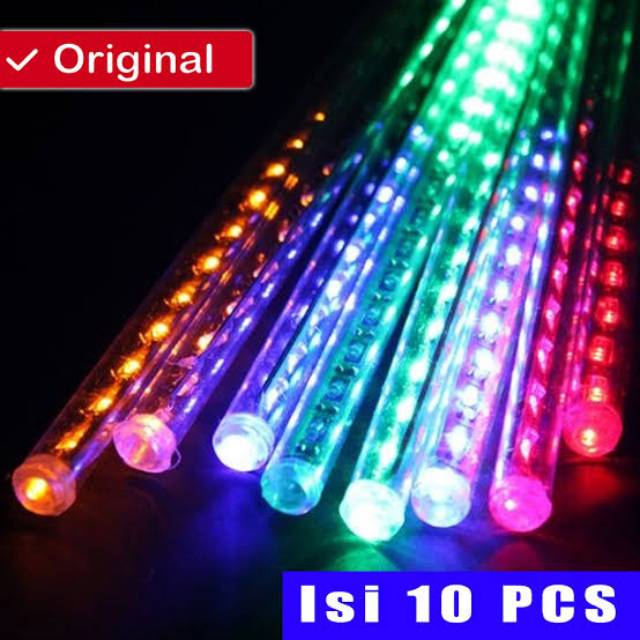 Lampu LED Meteor 50 cm / Meteor Rainbow RGB NAIK TURUN 8 Batang/10 Batang Waterproof