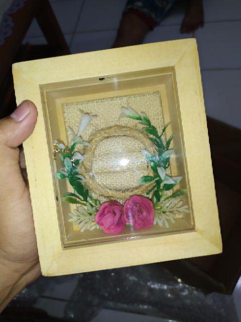 Kotak Cincin Kayu + Bunga Untuk Seserahan/ Kcb