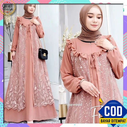 Mossa Gamis Remaja Kekinian Korean Style Lebaran Terbaru 2022 Jumbo Ld Cod - Floreta Dress Gamis B