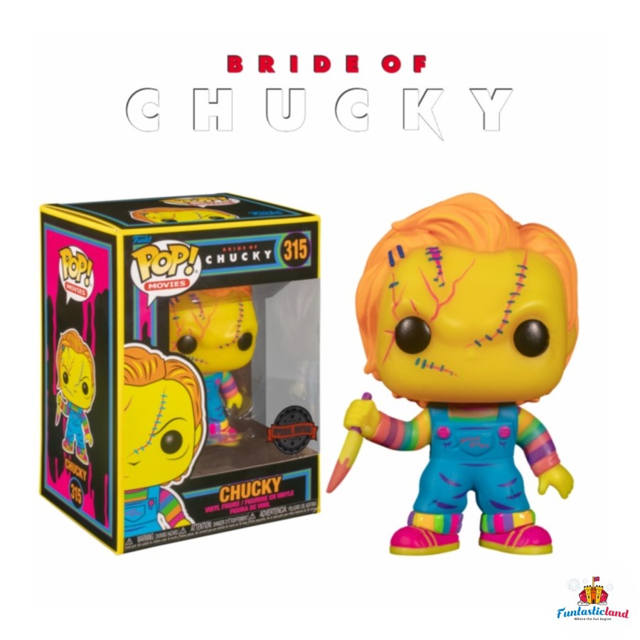 Original Funko POP Movies Bride of Chucky - Chucky (Blacklight) (EXCLUSIVE) #315