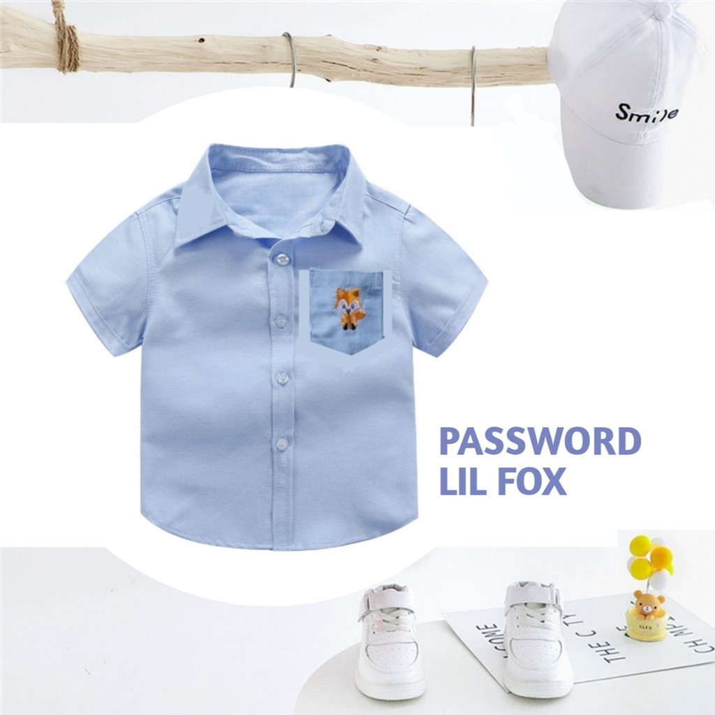 HappyOliver PASSWORD ATASAN KEMEJA LIL FOX Baju Anak Laki Bahan Oxford 1 - 7 Tahun Baju Anak BerKualitas