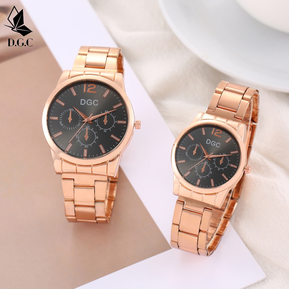 DGC Jam Tangan Bulat Fashion Wanita Jam Tangan Pasangan Kelas Atas Jam Tangan Tali Baja Pri couple C97