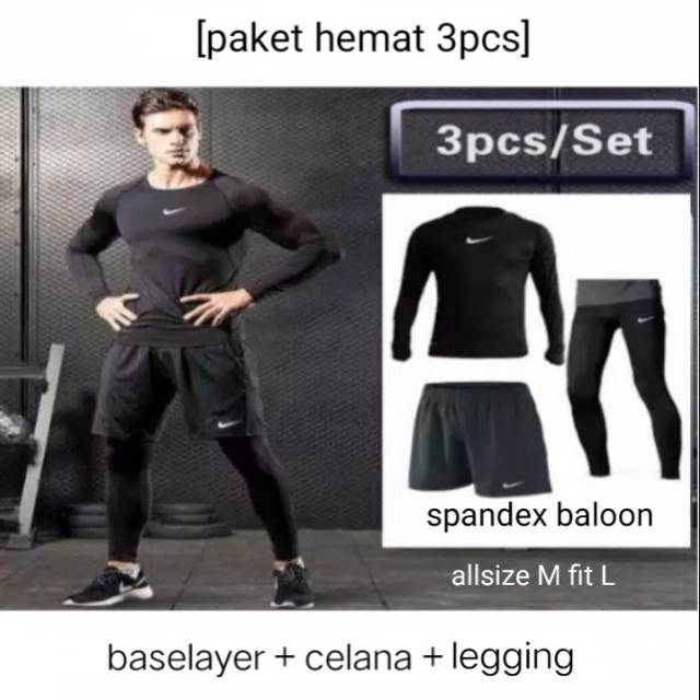 [3Pcs] Manset Panjang+Celana Kolor+Legging Panjang