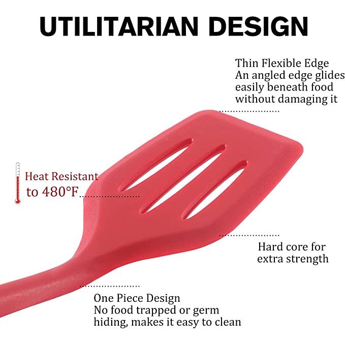 Spatula Lubang Silikon 30 cm Sutil Sodet Tahan Panas / Slotted Turner Teson Homliving