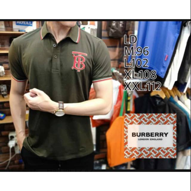 Kaos kerah import burberry hijau