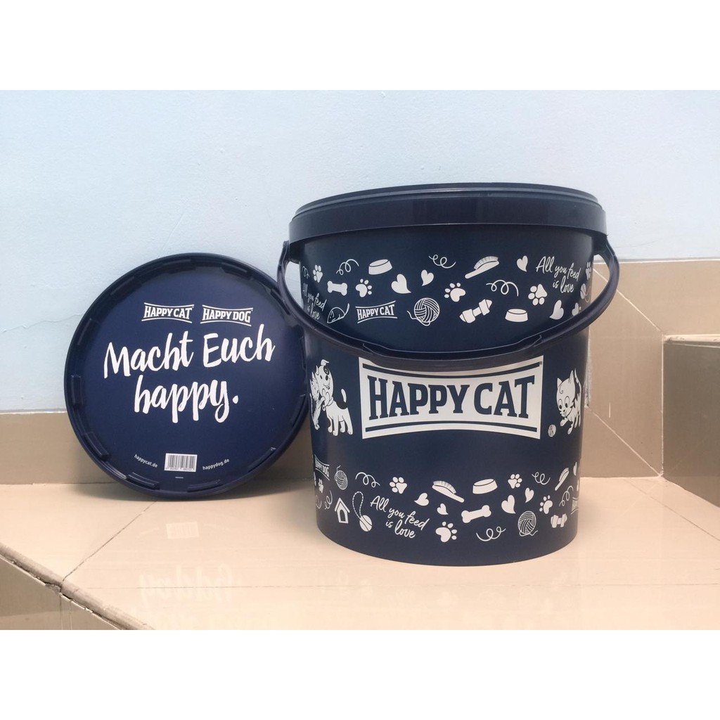 Happy Cat Dog Pet Food Container Bulat Besar Tempat Makan Kucing Anjing