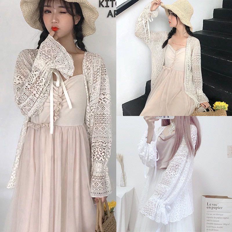 DRESS002 Cardigan Lace  Sweet Kimono Lengan Panjang Bahan  