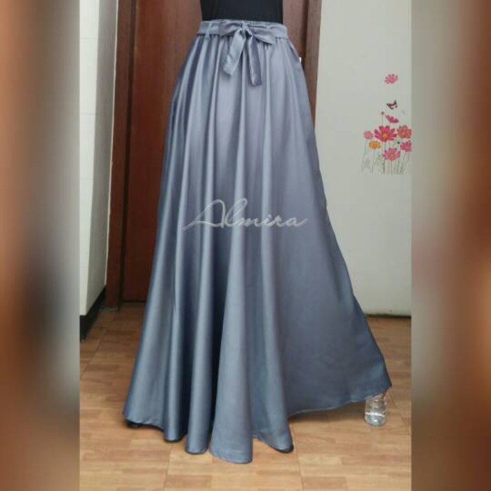 PROMO  Bawahan / Rok / Panjang / Pesta / Velvet Umbrella Skirt Abu Silver