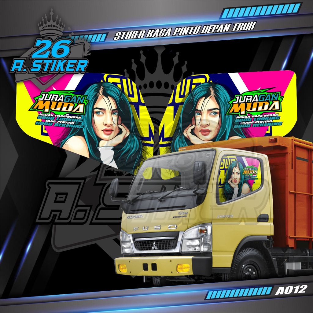 Stiker Decal Kaca Pintu All Truck Canter, Ragasa, Umplung, Giga, Dyna, Elf Macan Dll Custom Bisa Req