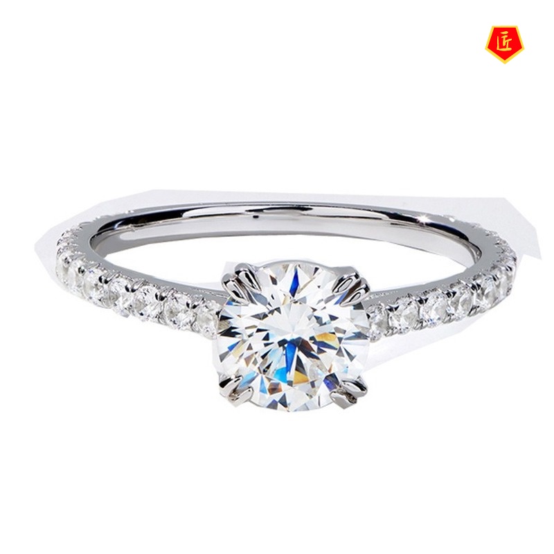 [Ready Stock]Simple Elegant Moissanite Four-Claw Diamond Ring