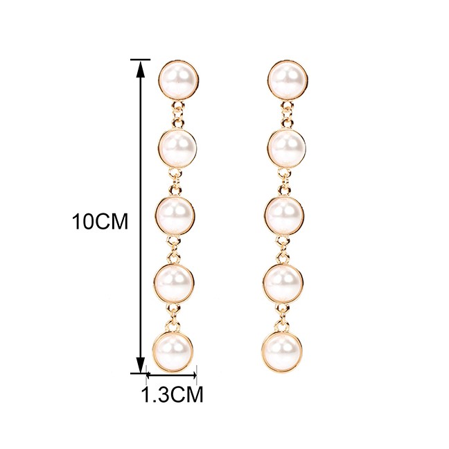 LRC Anting Tusuk Fashion Gold Pearl Alloy Imitation Pearl Earrings F71781