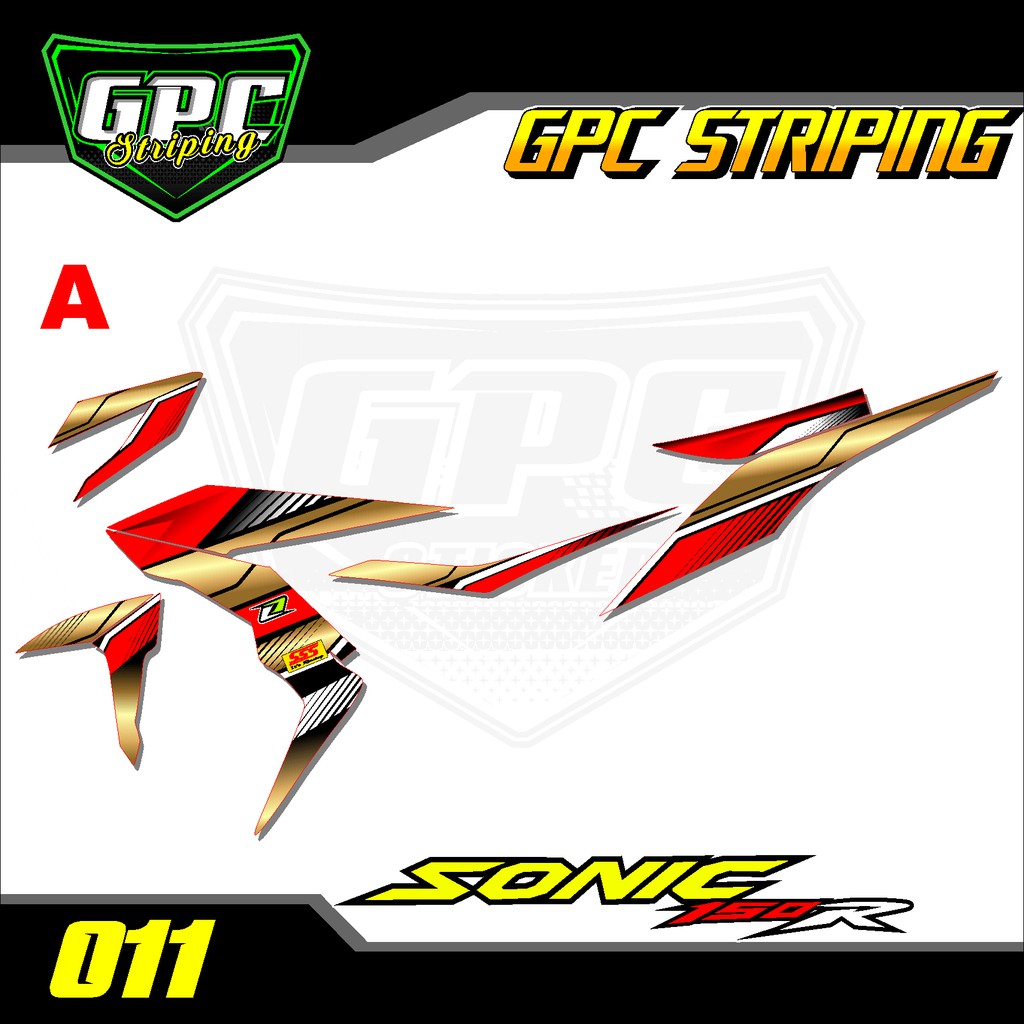 Sticker Striping sonic merah putih hitam -decal Stiker setriping Variasi List Motor GPC-011