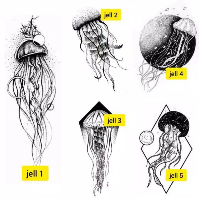 Tato Temporer Ubur ubur Tato jelly fish hewan laut Stiker Tato minimalis - JELL