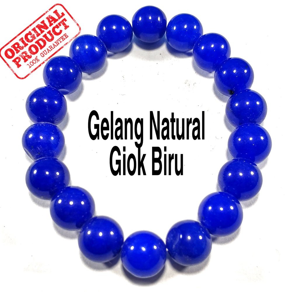 GELANG NATURAL BATU GIOK BIRU 10MM TERMURAH