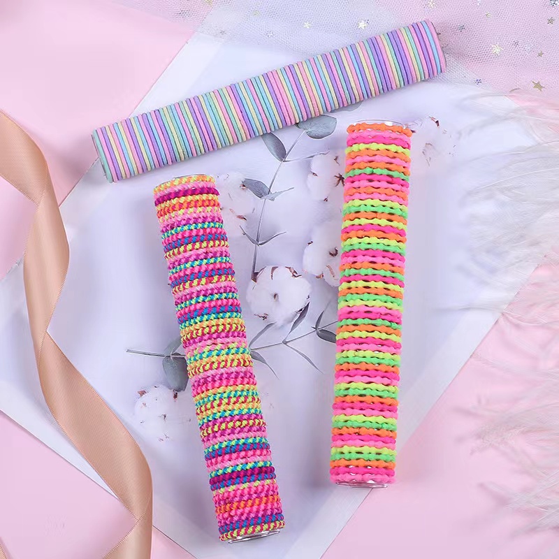 [50 Pcs] Ikat Rambut Karet Polos Elastis Mini Warna-Warni Untuk Wanita