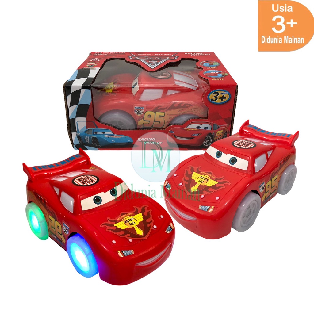 mainan mobil mobilan mcqueen racing sport cars bump and go musik dan lampu