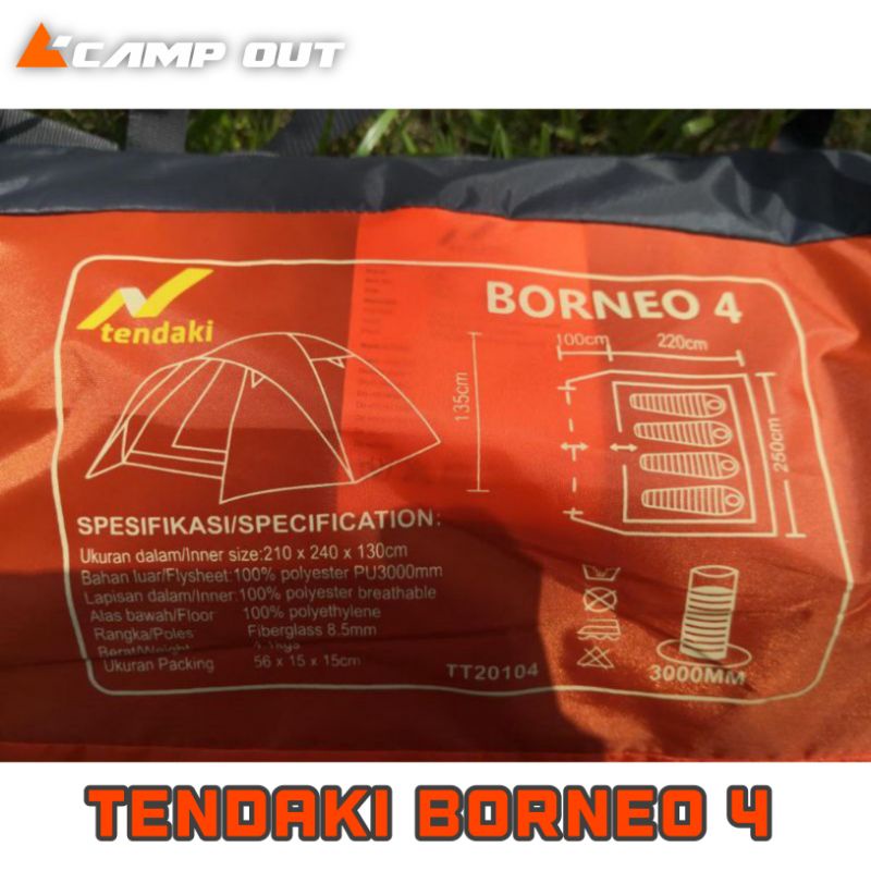 tendaki Borneo 4 | Tenda dome termurah  | Tenda camping | Tenda dome double layer 4 orang PU3000mm