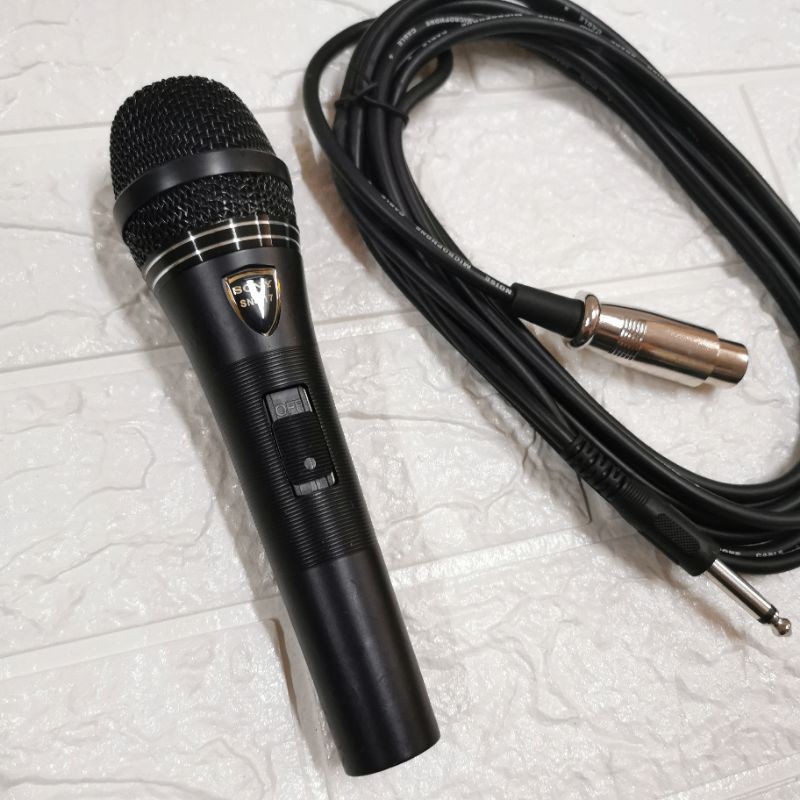 PROFESSIONAL DYNAMIC MICROPHONE MIKROFON MIC SONY SN 917 BLACK HITAM KABEL PANJANG PENYANYI KARAOKE