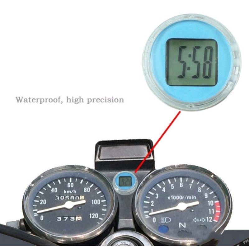 Jam Digital Tempel Sepeda Motor / Time Watch Mini Anti Air Speedometer / Dekorasi Jam Motor