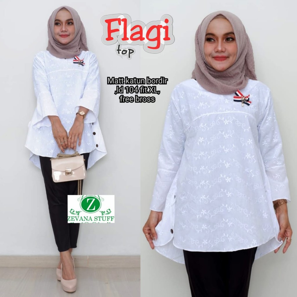 FLAGI TOP MATT KATUN BORDIR HQ BY ZEVANA STUFF