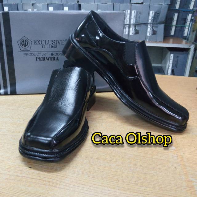 Sepatu PDH Pantopel Pria 100% Kulit Asli Hitam Kilap Perwira AR Exclusive Original seri PANB
