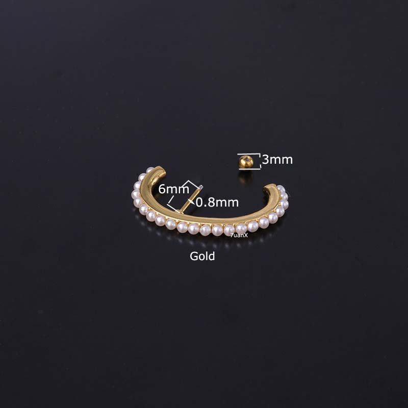 1pc Anting Tusuk Bentuk Keong Mutiara Bahan Stainless Steel 20 Gage Panjang 6mm