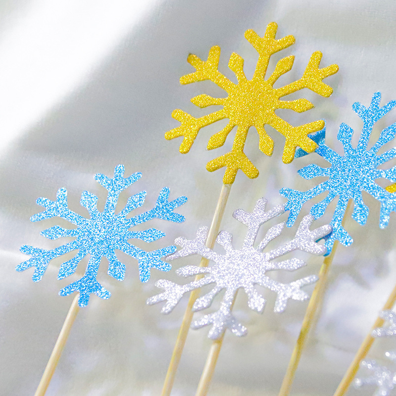 10pcs/set Snowflake Cake Topper Birthday Party Cupcake Toppers  Wedding Baby Shower Christmas Decor Insert Card