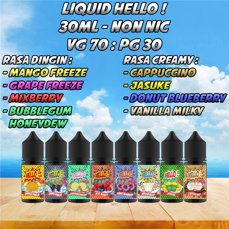 Liquid Hello 30ML Rasa Enak mantap Liquids Vape 30 ML Liqwid Freebase Pod Pods