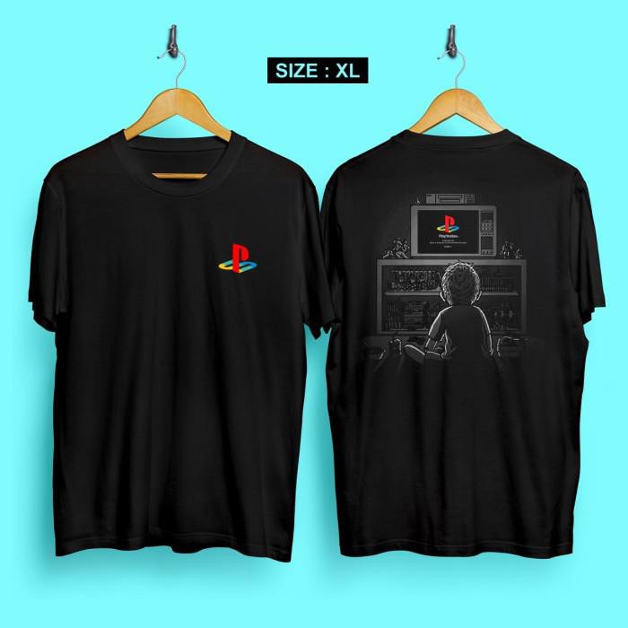 JF Kaos distro pria PS Logo XL T-shirt pria Baju pria Atasan pria